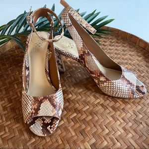Vince Camuto Snakeskin Peep-toe Slingback Pumps